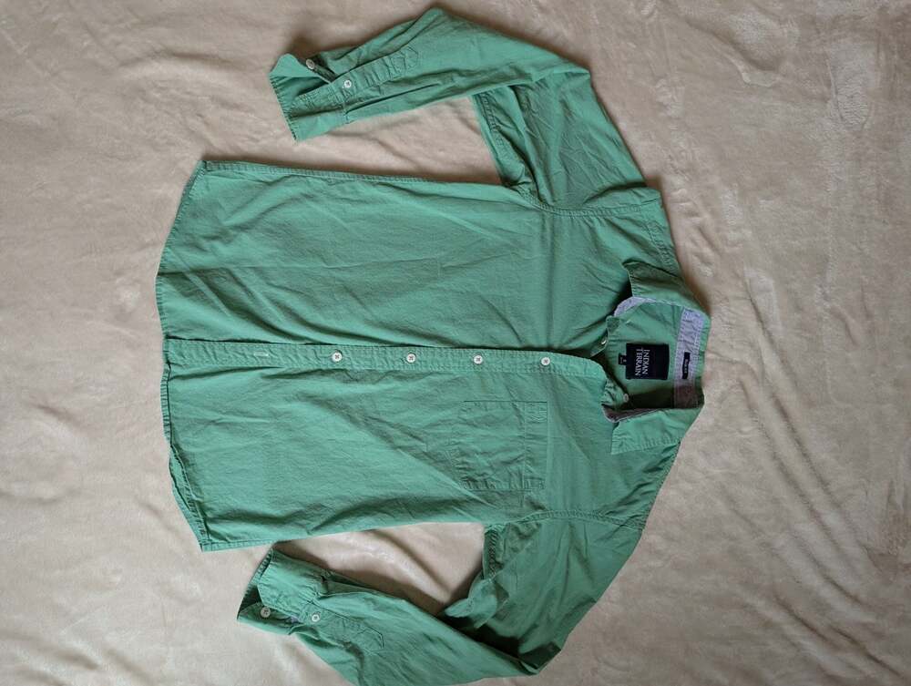 Indian Terrain Slim Fit Long Sleeve Button Down Shirt Green Size S 38 CM